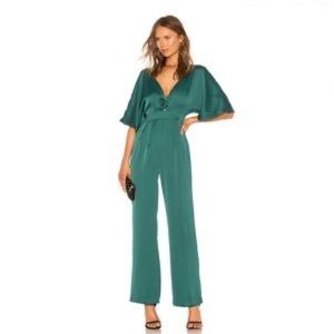 Nbd green silk jumpsuit